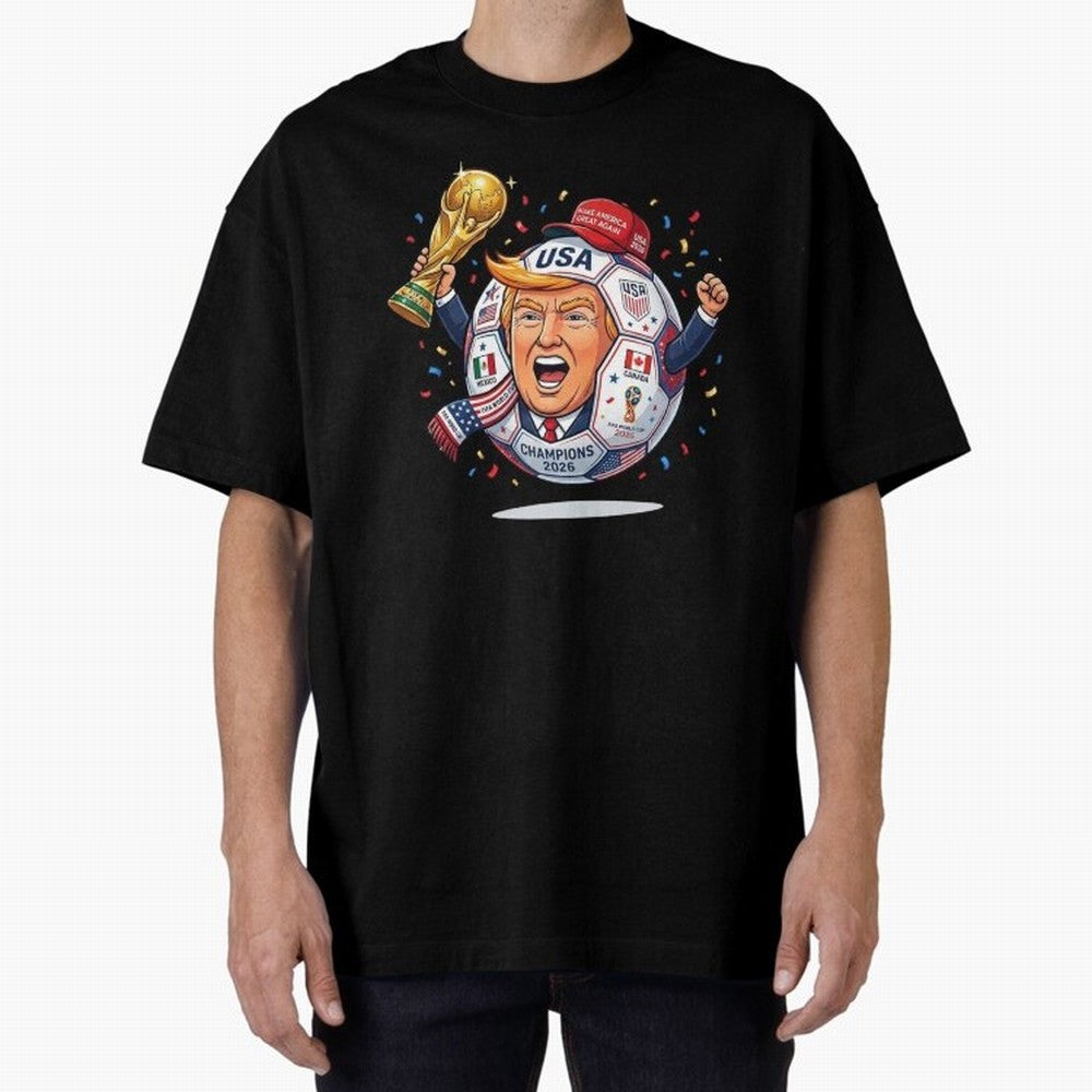 Donald Trump 2026 World Cup Soccer Champion Illustration Classic T-Shirt Celebrate the FIFA World Cup 2026 Journey through Messi, CR7 and Mbappe Highlights, Germany Pride, Supporter Pride, Iconic Celebrations, Legendary Names and Global Match Day
