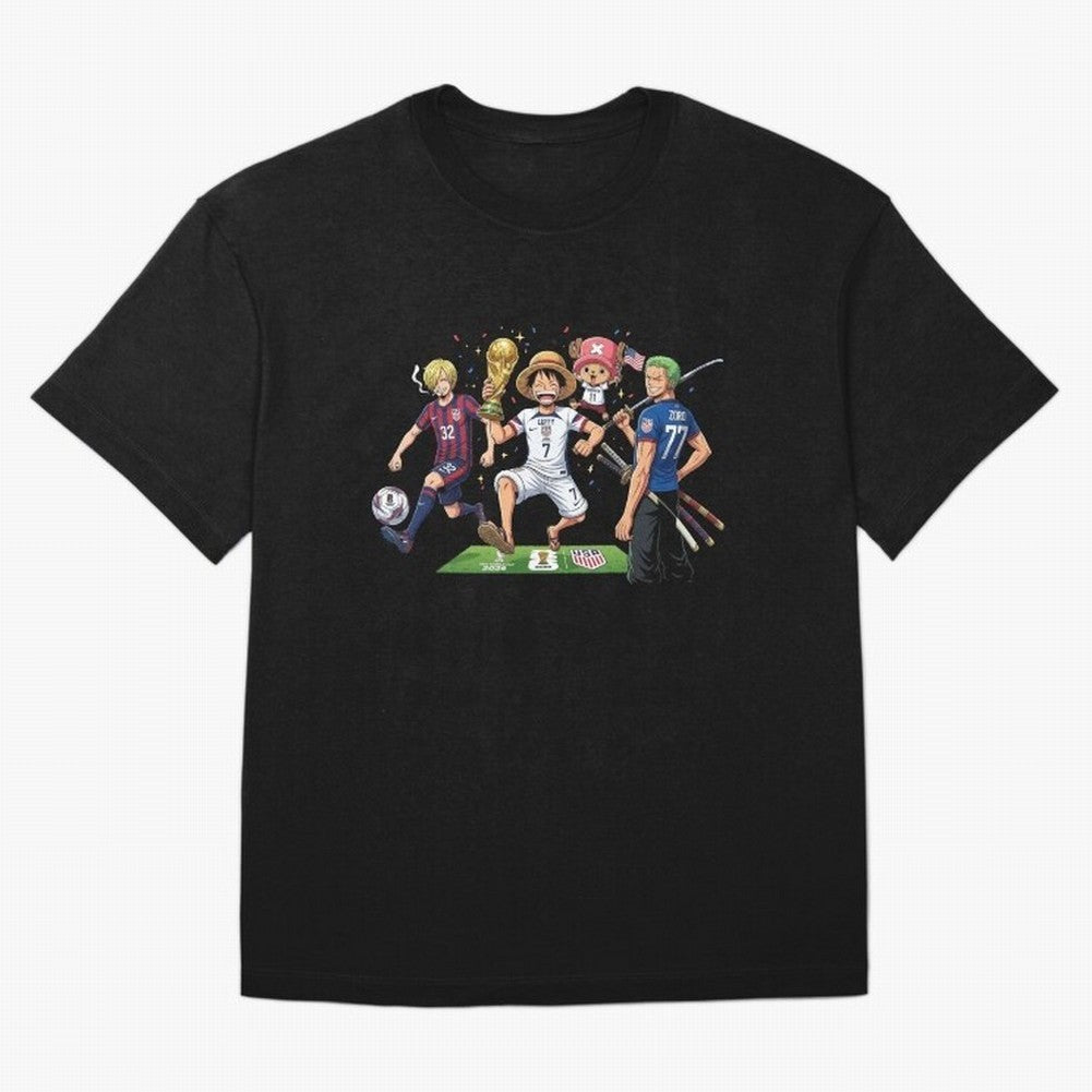 One Piece Characters Celebrating World Cup 2026 USA Classic T-Shirt Show Support during FIFA World Cup 2026 USA Canada Mexico for Fans of Haaland and Germany, Bringing Football Festival Excitement, Trophy Ambitions, Country Rivalries and Star