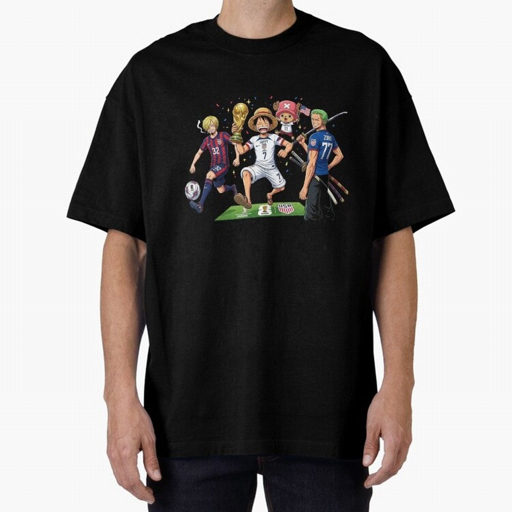 One Piece Characters Celebrating World Cup 2026 USA Classic T-Shirt Show Support during FIFA World Cup 2026 USA Canada Mexico for Fans of Haaland and Germany, Bringing Football Festival Excitement, Trophy Ambitions, Country Rivalries and Star