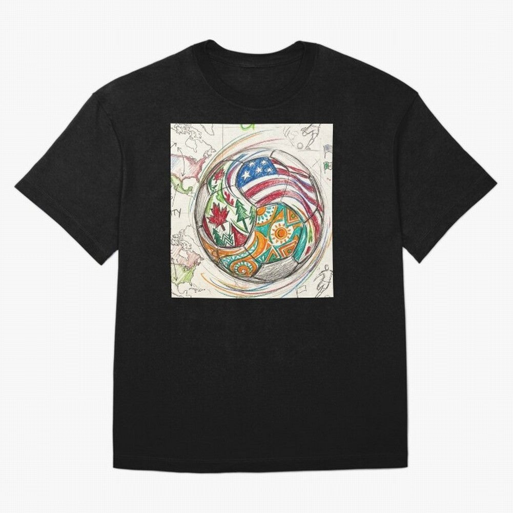 FIFA 2026 World Cup Unity Ball - Hand-Drawn Host Nations Art Classic T-Shirt Celebrate Fan Culture around the FIFA World Cup 2026 Group Stage Journey through Mbappe Highlights, England Pride, Football Festival Excitement, Trophy Ambitions, Country