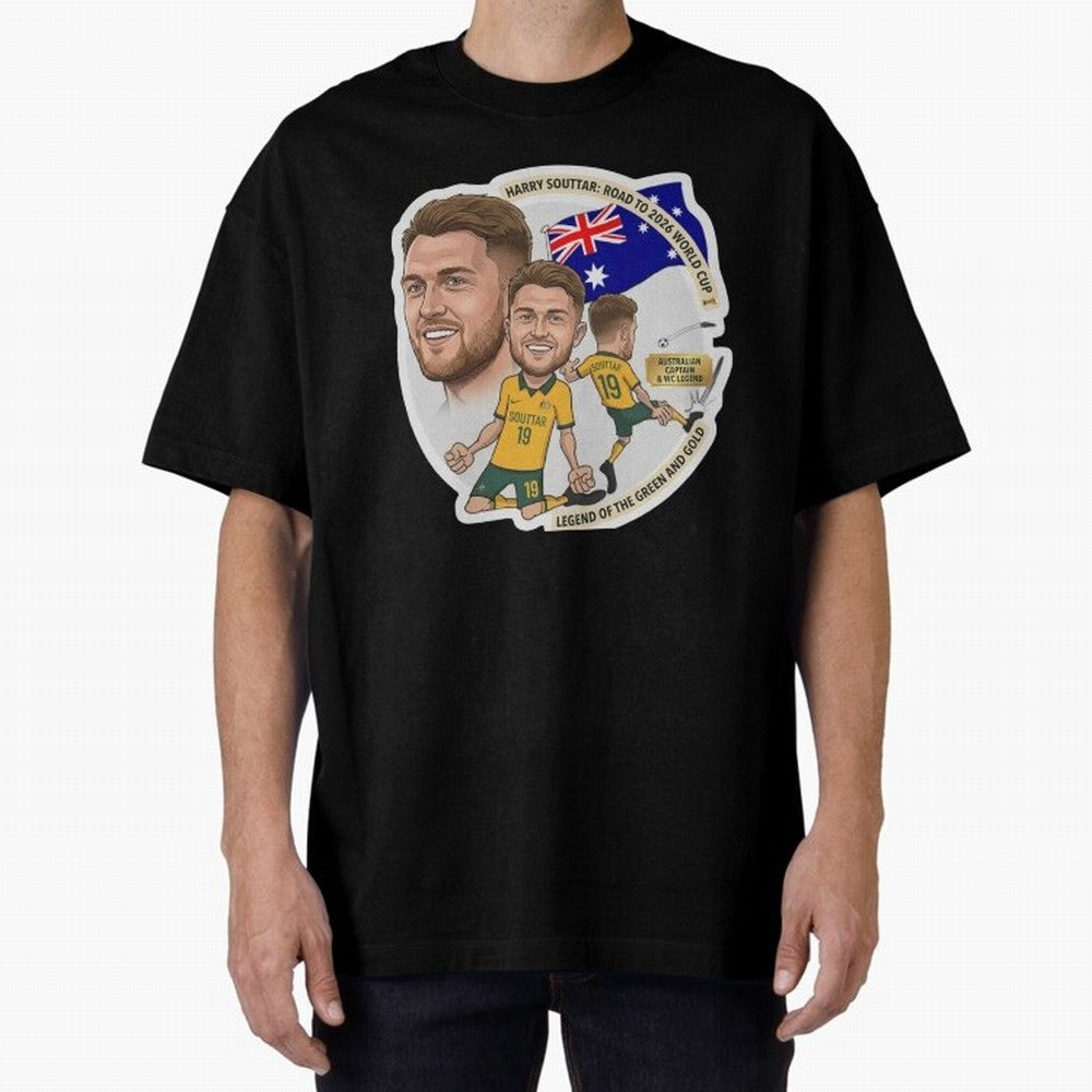 Harry Souttar Australia Football Legend Cartoon Illustration Classic T-Shirt Back Your Heroes with Match Day Hype around FIFA World Cup 2026 USA Canada Mexico, CR7 and Messi, Netherlands, Football History, Final Match Energy, Crowd Noise and Once