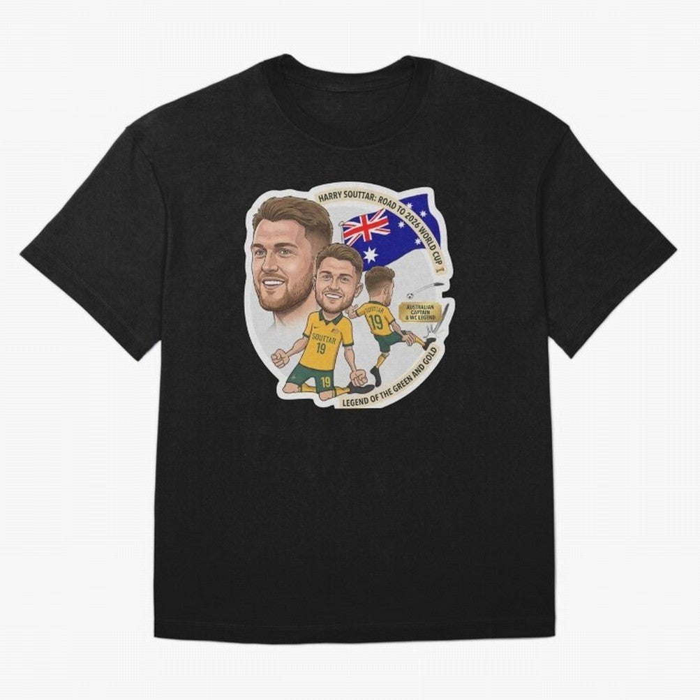 Harry Souttar Australia Football Legend Cartoon Illustration Classic T-Shirt Back Your Heroes with Match Day Hype around FIFA World Cup 2026 USA Canada Mexico, CR7 and Messi, Netherlands, Football History, Final Match Energy, Crowd Noise and Once