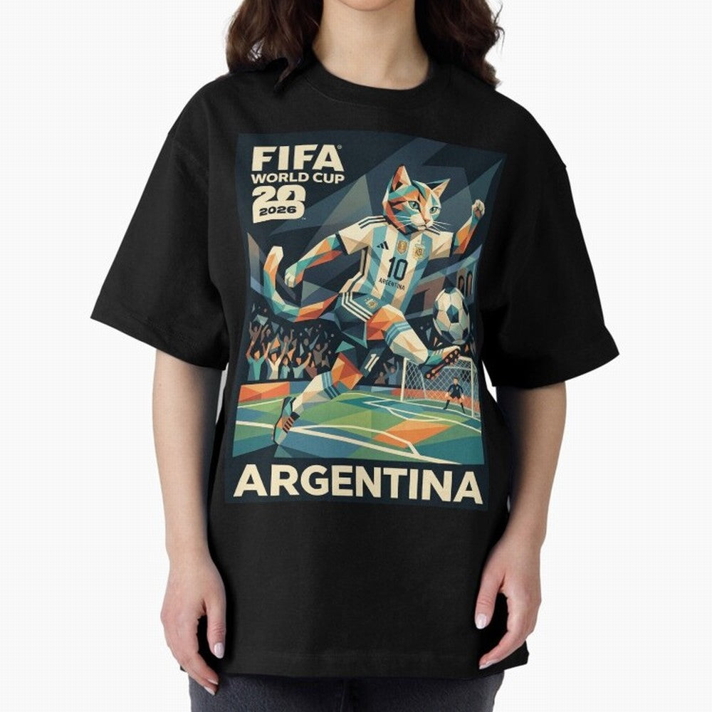 Argentina Cat World Cup 2026 ¨C Geometric Football Art Classic T-Shirt Celebrate the Magic of the FIFA World Cup 2026 Journey through CR7 Highlights, Netherlands Pride, Soccer Culture, Superstar Moments, National Team Dreams and Competitive Fire;