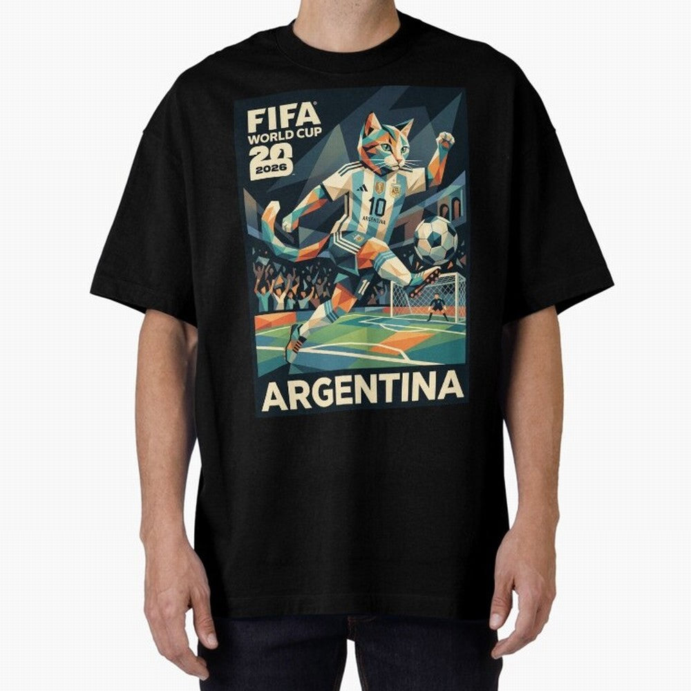 Argentina Cat World Cup 2026 ¨C Geometric Football Art Classic T-Shirt Celebrate the Magic of the FIFA World Cup 2026 Journey through CR7 Highlights, Netherlands Pride, Soccer Culture, Superstar Moments, National Team Dreams and Competitive Fire;
