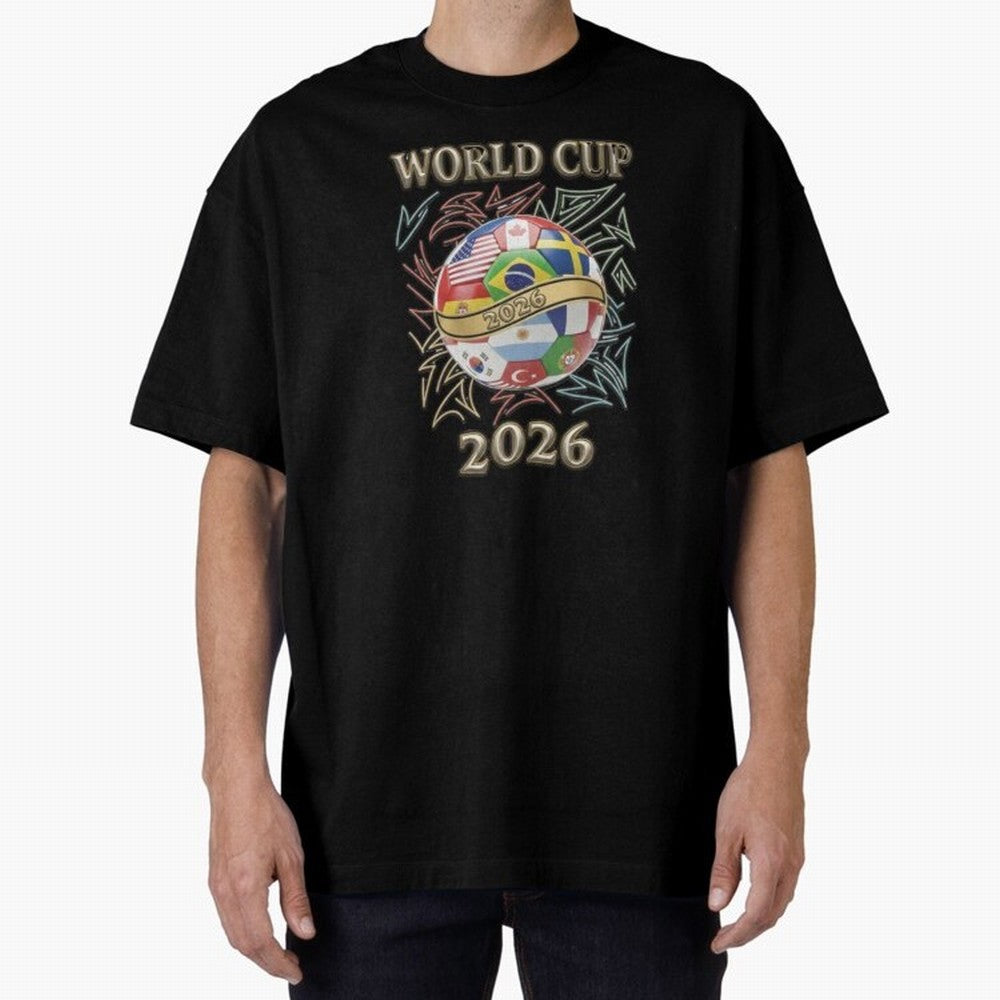 2026 World Cup Soccer Ball Flags - Global Football Championship Celebration Classic T-Shirt Relive Legendary Nights from the FIFA World Cup 2026 Group Stage Journey through Messi, Neymar and Mbappe Highlights, Brazil, Portugal and Argentina Pride,