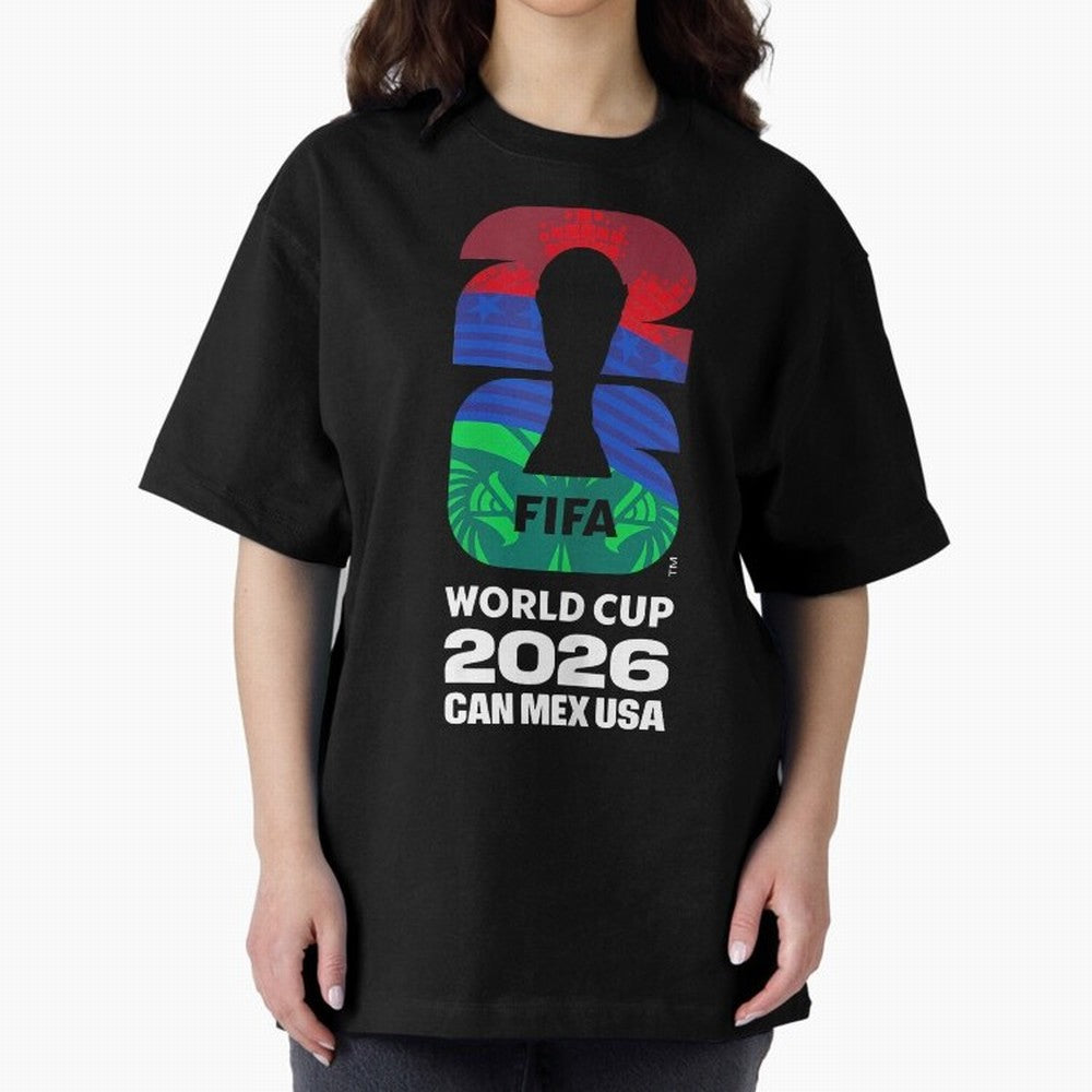 World Cup26 Host Country Logo Flags Oversized T-Shirt Back Your Heroes with FIFA World Cup 2026 Inspired by Messi, CR7 and Mbappe, Portugal, Spain and Germany Energy, Global Supporter Spirit, Legendary Goals, National Colors and Tournament