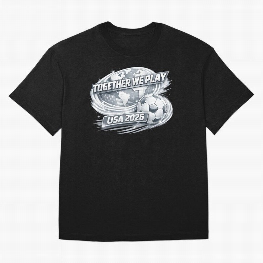World Cup 2026 Oversized T-Shirt Spotlight Global Football Passion for FIFA World Cup 2026 USA Canada Mexico, Connected to CR7 and Messi, Portugal, Supporter Pride, Iconic Celebrations, Legendary Names and Global Match Day Energy; Ideal for Fans