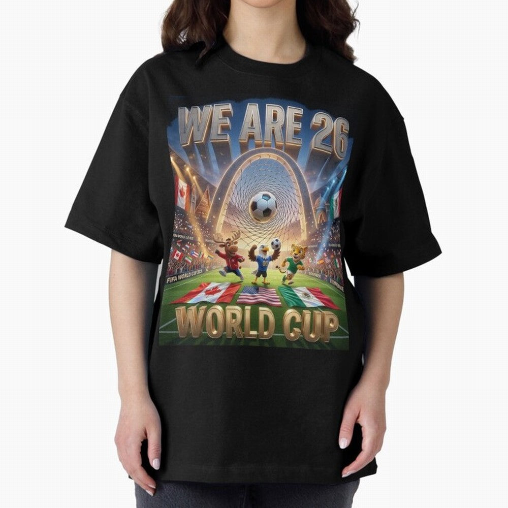 World cup 2026 Oversized T-Shirt Carry the Dream of Global Football Passion for FIFA World Cup 2026, Featuring Messi and Cristiano Ronaldo, England, France and Netherlands, Global Supporter Spirit, Legendary Goals, National Colors and Tournament