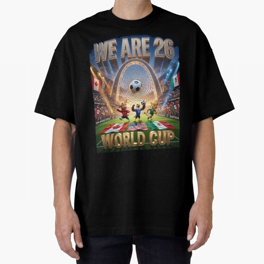World cup 2026 Oversized T-Shirt Carry the Dream of Global Football Passion for FIFA World Cup 2026, Featuring Messi and Cristiano Ronaldo, England, France and Netherlands, Global Supporter Spirit, Legendary Goals, National Colors and Tournament