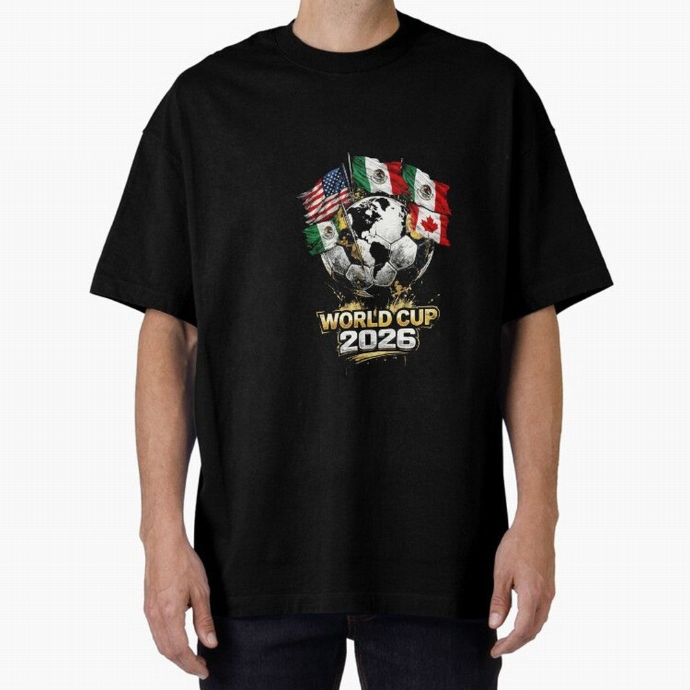 Fifa 2026 World Cup Flags Football Graphic Tee Oversized T-Shirt Celebrate Soccer Greatness during Global Football Passion for FIFA World Cup 2026 Group Stage, Made for Messi, Neymar and Mbappe, Germany, Retro Football Energy, Iconic Rivalries,