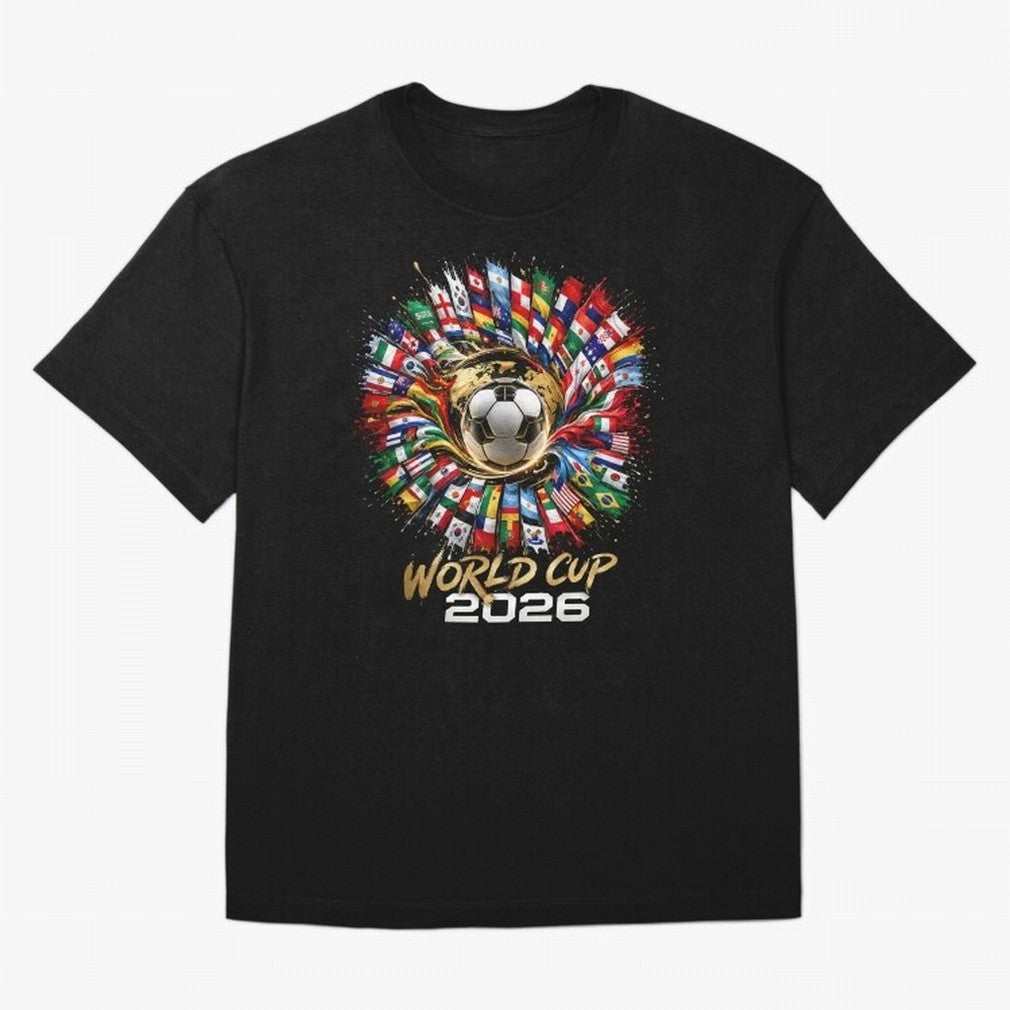 World Cup 2026 Flag Fusion Football T-Shirt Oversized T-Shirt Back Your Heroes with FIFA World Cup 2026 Group Stage for Fans of CR7 and Argentina, Bringing Stadium Memories, Football Loyalty, International Chants and Championship Tradition; Great