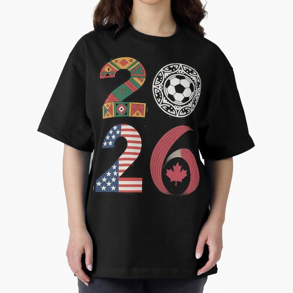 2026 Football Countries Oversized T-Shirt Join the Countdown to FIFA World Cup 2026 Group Stage Spirit, with Brazil, Portugal and Argentina, CR7, Football History, Final Match Energy, Crowd Noise and Once in a Lifetime Moments; Perfect for Fans,