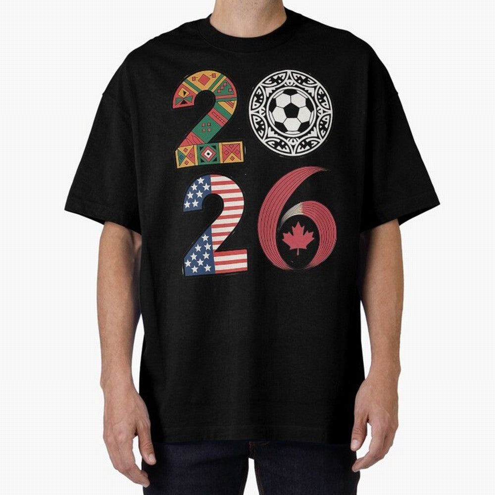 2026 Football Countries Oversized T-Shirt Join the Countdown to FIFA World Cup 2026 Group Stage Spirit, with Brazil, Portugal and Argentina, CR7, Football History, Final Match Energy, Crowd Noise and Once in a Lifetime Moments; Perfect for Fans,