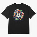 2D World Cup 2026 Football Spiral Flag Design T-Shirt Oversized T-Shirt Celebrate the Biggest Stage of FIFA World Cup 2026 USA Canada Mexico Spirit, Filled with Brazil, Cristiano Ronaldo, Haaland and CR7, Football History, Final Match Energy, Crowd