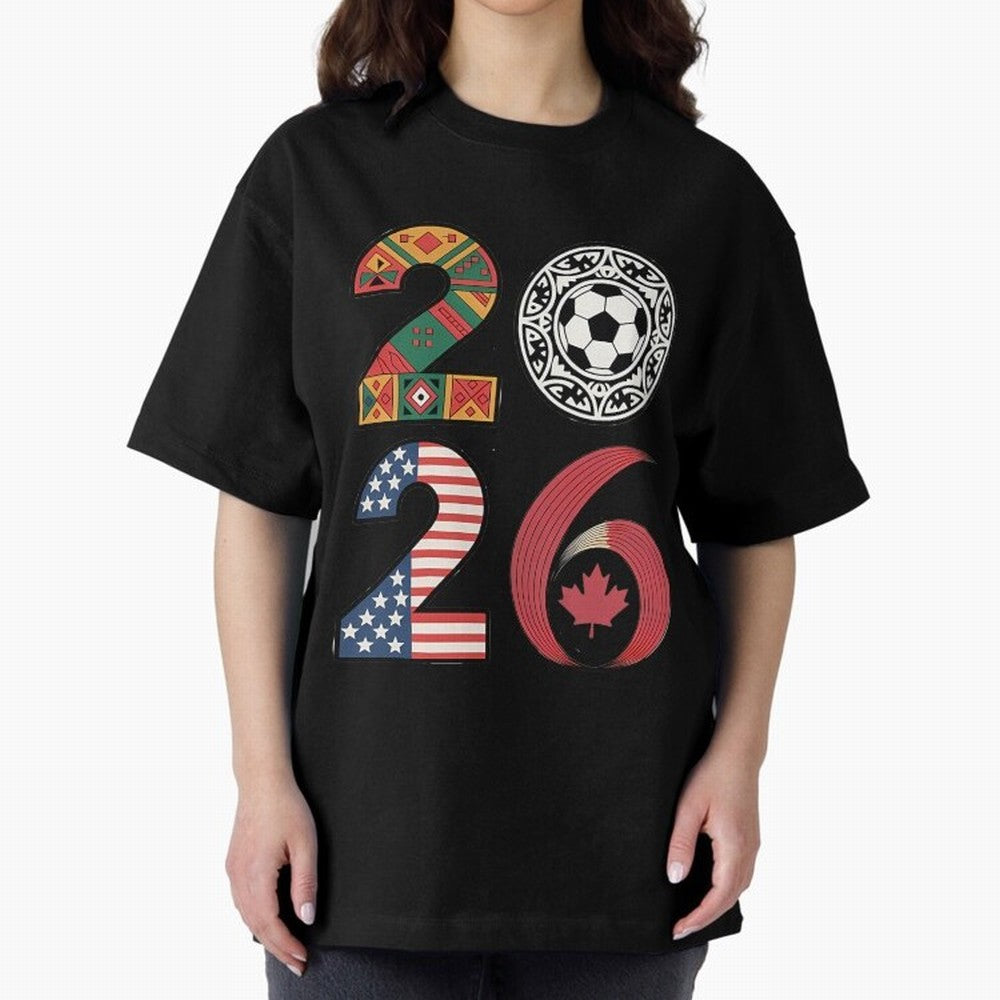 2026 Football Countries Design Usa Canada Mexico Inspired Oversized T-Shirt Join Supporters Worldwide for FIFA World Cup 2026 USA Canada Mexico for Fans of CR7 and Messi and France and Portugal, Bringing Supporter Pride, Iconic Celebrations,