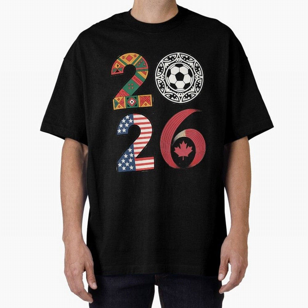 2026 Football Countries Design Usa Canada Mexico Inspired Oversized T-Shirt Join Supporters Worldwide for FIFA World Cup 2026 USA Canada Mexico for Fans of CR7 and Messi and France and Portugal, Bringing Supporter Pride, Iconic Celebrations,