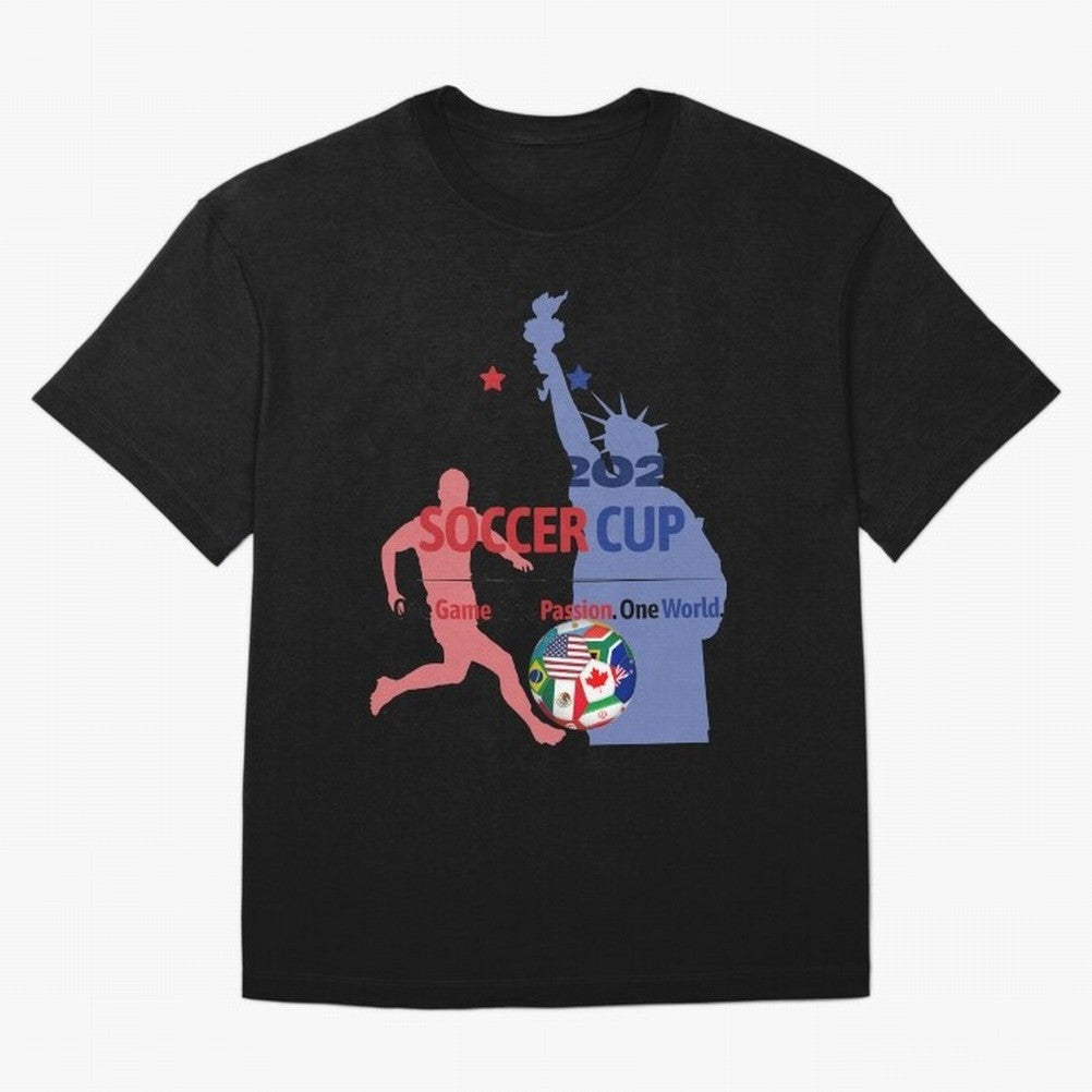2026 Soccer Cup One Game One Passion One World Sports Fan Design Oversized T-Shirt Follow Every Goal of FIFA World Cup 2026 USA Canada Mexico for Fans of Haaland and Mbappe and Brazil, Portugal and Argentina, Bringing Classic Soccer Heritage,