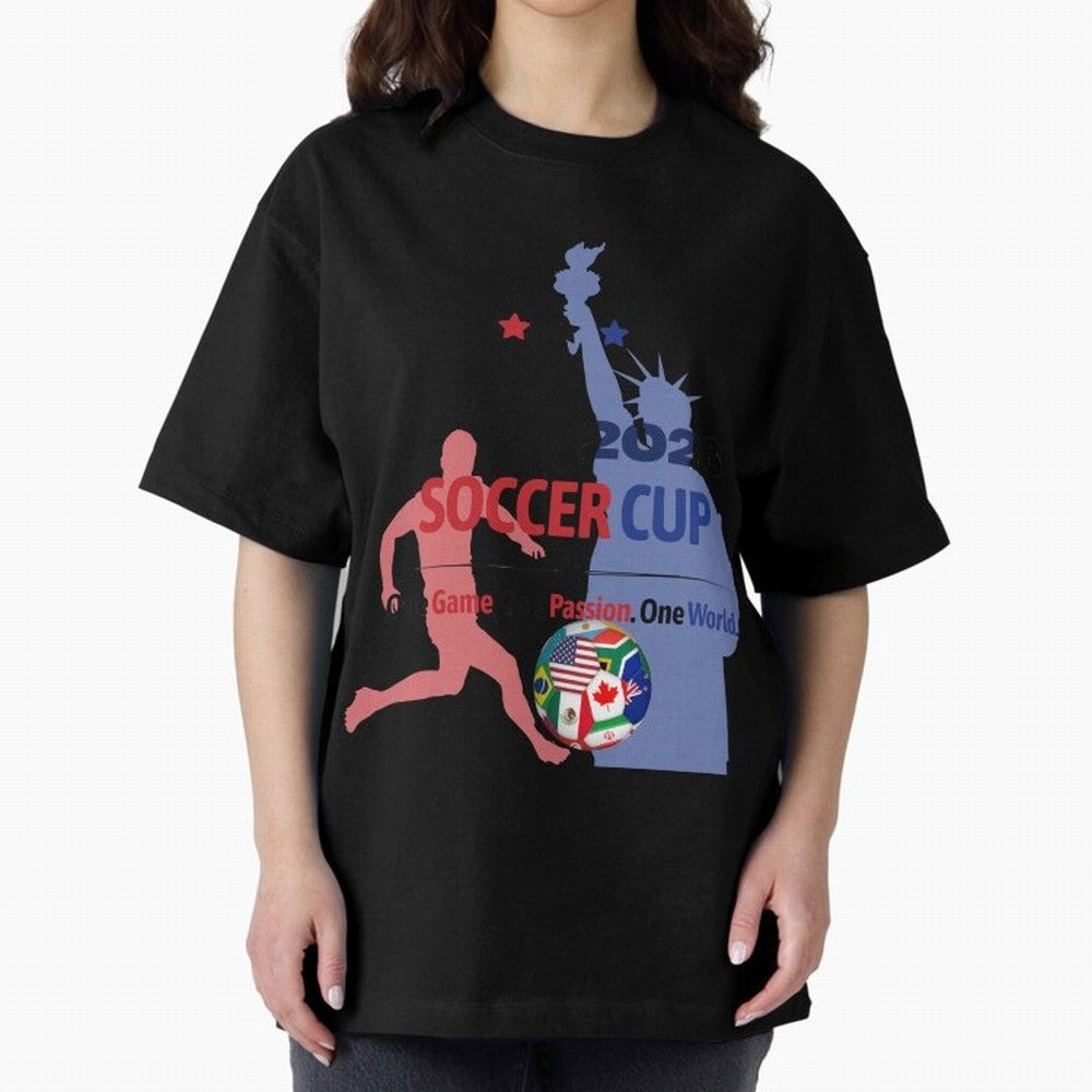2026 Soccer Cup One Game One Passion One World Sports Fan Design Oversized T-Shirt Follow Every Goal of FIFA World Cup 2026 USA Canada Mexico for Fans of Haaland and Mbappe and Brazil, Portugal and Argentina, Bringing Classic Soccer Heritage,