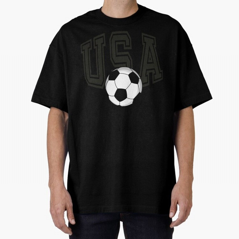 USA soccer ball American world cup 2026 fan Oversized T-Shirt Honor Football Greatness during FIFA World Cup 2026 Group Stage for Fans of Messi, CR7 and Mbappe and Portugal, Bringing Vintage Soccer Flavor, Modern Football Stars, National Flags and
