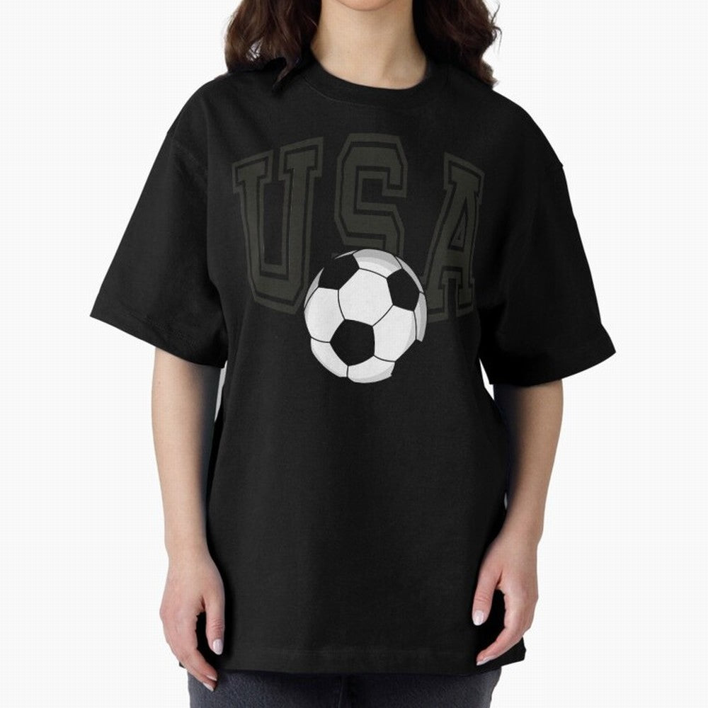 USA soccer ball American world cup 2026 fan Oversized T-Shirt Honor Football Greatness during FIFA World Cup 2026 Group Stage for Fans of Messi, CR7 and Mbappe and Portugal, Bringing Vintage Soccer Flavor, Modern Football Stars, National Flags and