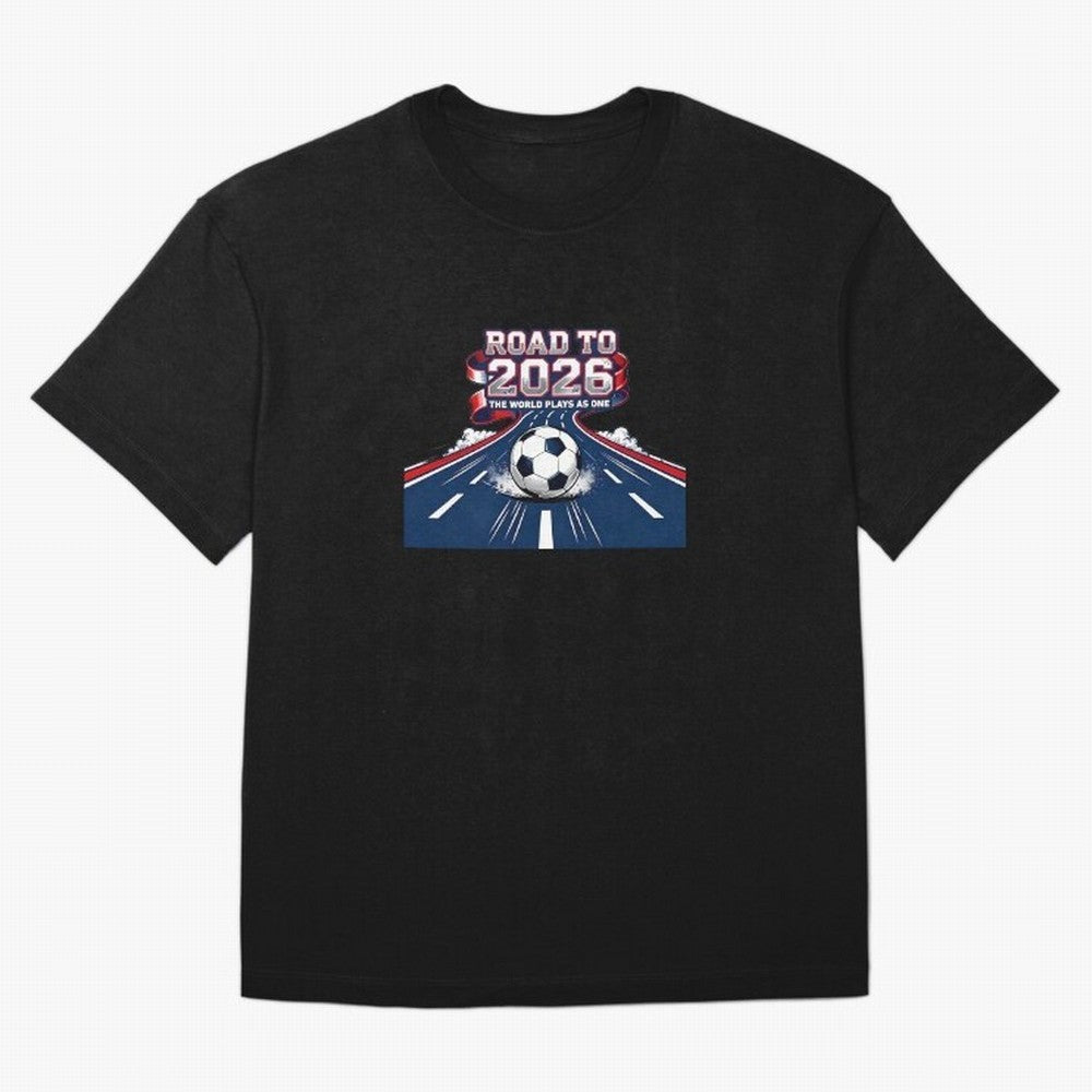 Road To 2026 The World Plays As One Oversized T-Shirt Stand with Match Day Hype around FIFA World Cup 2026 USA Canada Mexico, Neymar, Haaland and Cristiano Ronaldo, Netherlands, Supporter Pride, Iconic Celebrations, Legendary Names and Global Match