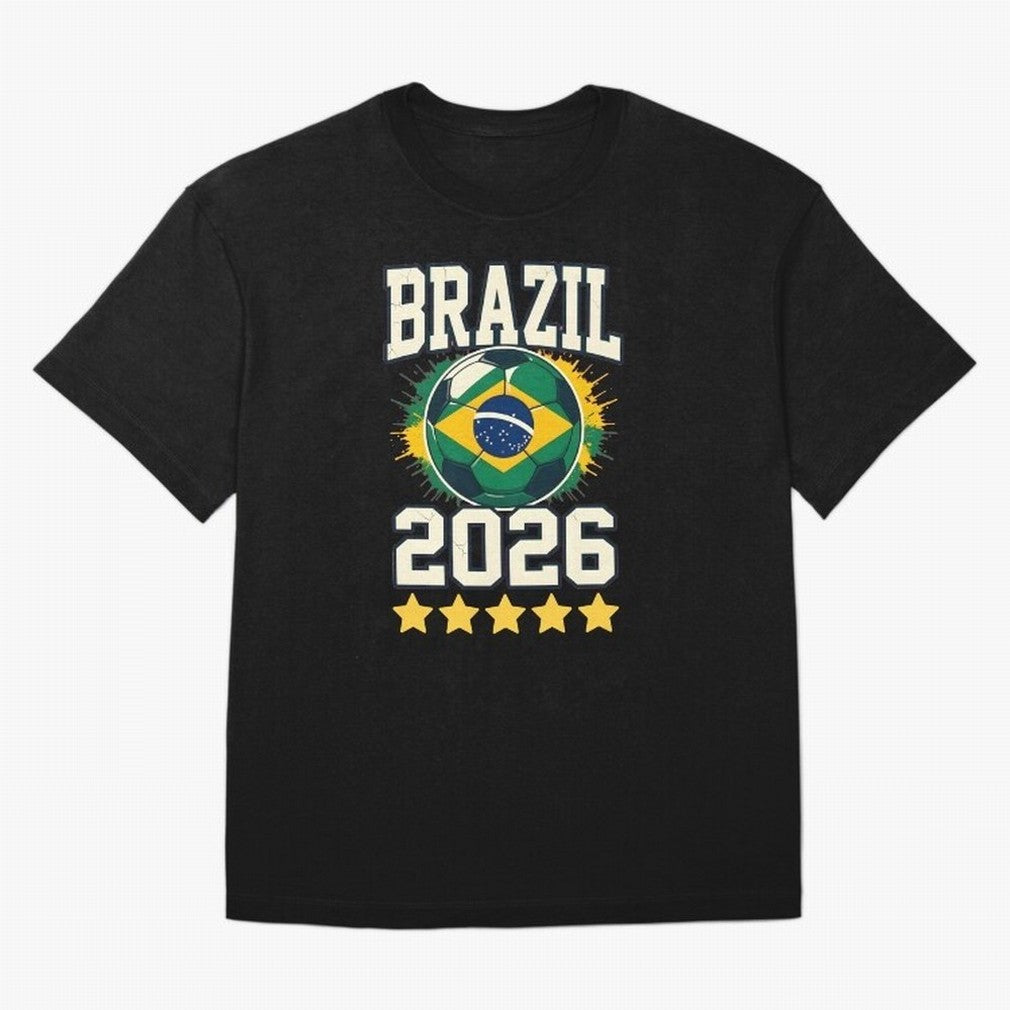 Brazil Soccer Football 2026 Oversized T-Shirt Show Your Stadium Side during the FIFA World Cup 2026 USA Canada Mexico Journey through Messi, CR7 and Mbappe Highlights, Spain and Netherlands Pride, Fan Favorite Moments, National Team Passion, Big