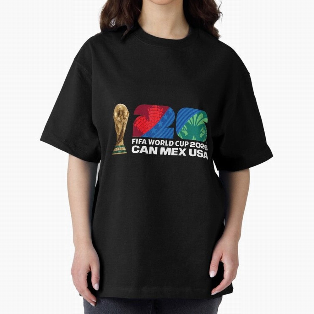 World Cup26 Host Country Trophy Oversized T-Shirt Bring International Match Energy to Global Football Passion for FIFA World Cup 2026 Group Stage, Highlighting Messi, France and Portugal, Game Day Rituals, Football Legends, Country Pride and the