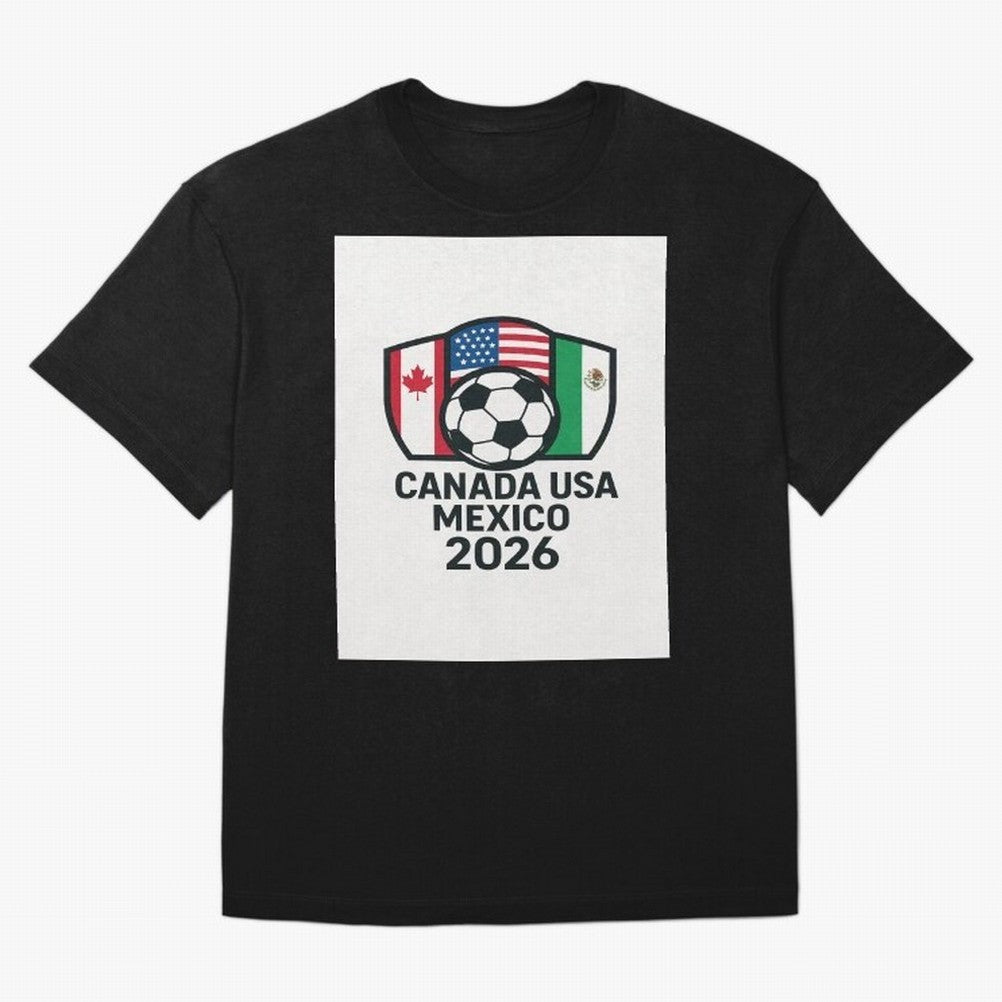 World Cup Soccer 2026 Canada USA Mexico Design Oversized T-Shirt Share the Excitement of FIFA World Cup 2026 for Fans of Messi, CR7 and Mbappe and Spain and Netherlands, Bringing Sports Nostalgia, International Competition, Famous Players and