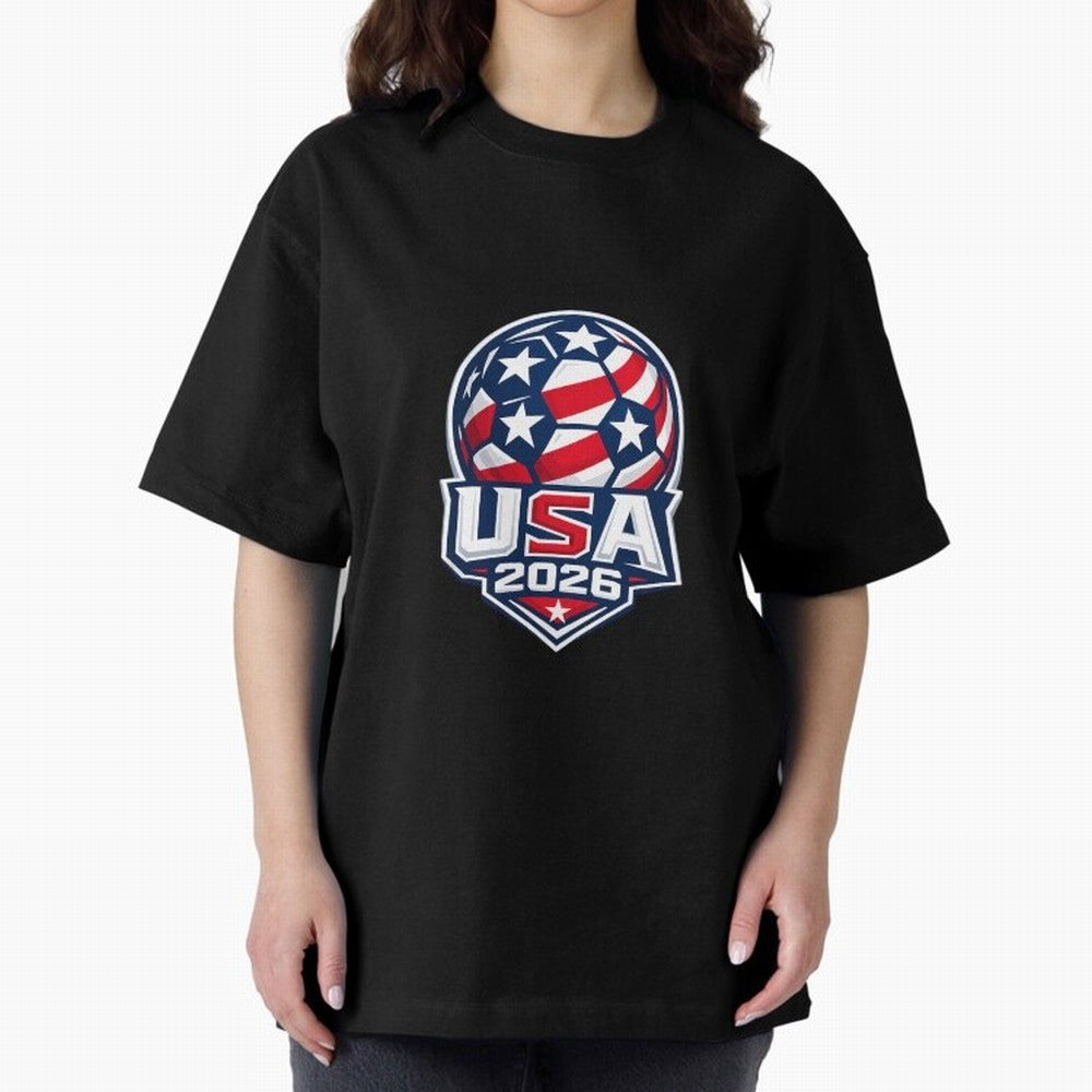 Usa 2026 World Cup - Star Spangled Soccer - American Host Fan Oversized T-Shirt Wear the Spirit of Match Day Hype around FIFA World Cup 2026 Group Stage, Messi and Cristiano Ronaldo, Portugal, Spain and Germany, Football Passion, Legendary
