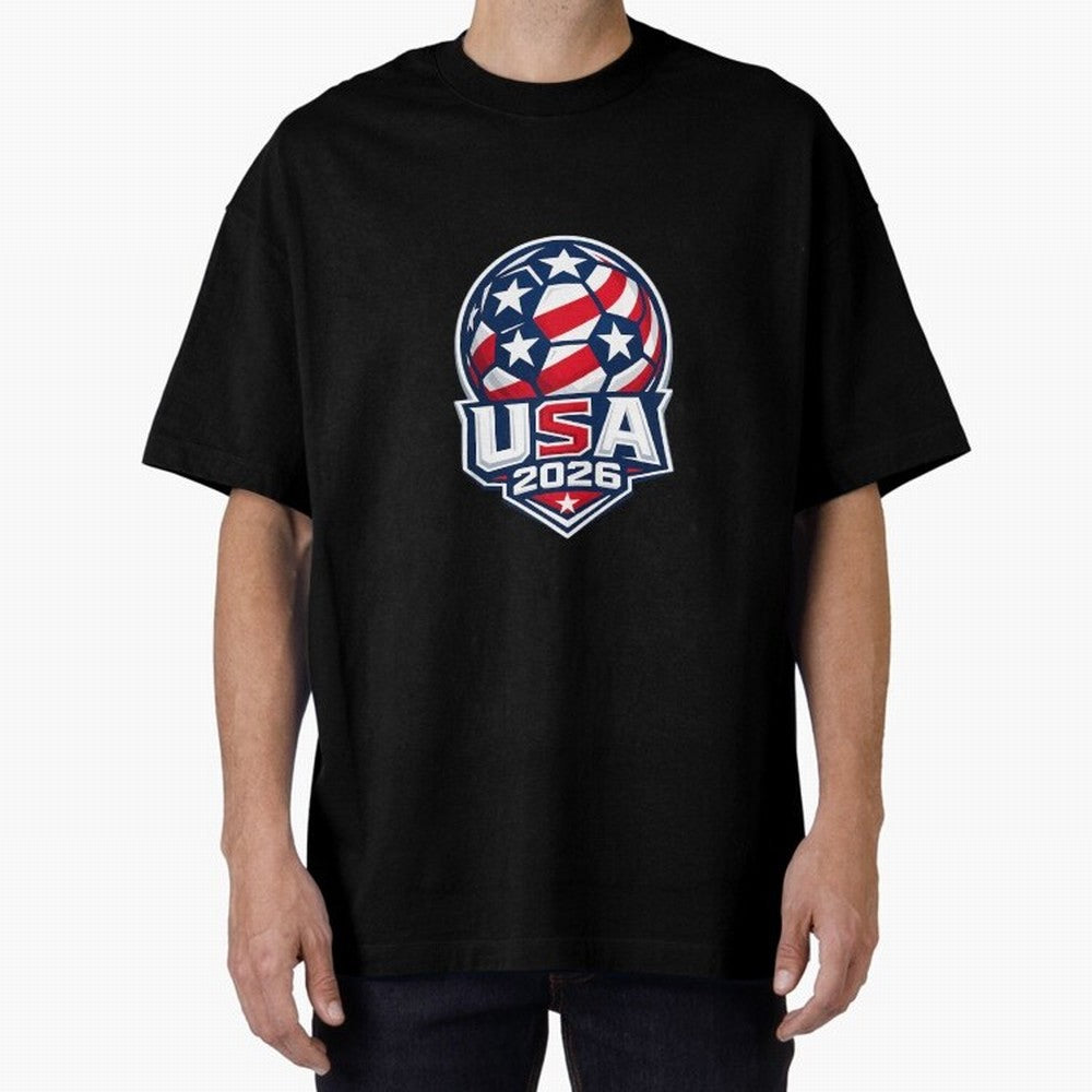 Usa 2026 World Cup - Star Spangled Soccer - American Host Fan Oversized T-Shirt Wear the Spirit of Match Day Hype around FIFA World Cup 2026 Group Stage, Messi and Cristiano Ronaldo, Portugal, Spain and Germany, Football Passion, Legendary