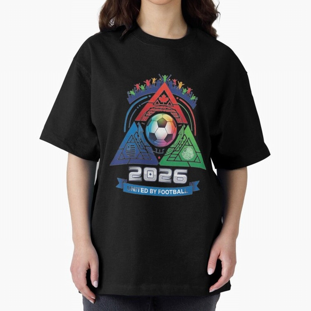 Triangular United By Football World Cup 2026 Emblem Oversized T-Shirt Show Fan Pride Across the FIFA World Cup 2026 Journey through Cristiano Ronaldo, Haaland and CR7 Highlights, Portugal, Spain and Germany Pride, Tournament Hype, Historic
