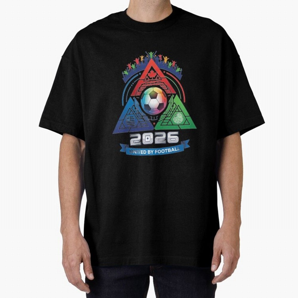 Triangular United By Football World Cup 2026 Emblem Oversized T-Shirt Show Fan Pride Across the FIFA World Cup 2026 Journey through Cristiano Ronaldo, Haaland and CR7 Highlights, Portugal, Spain and Germany Pride, Tournament Hype, Historic