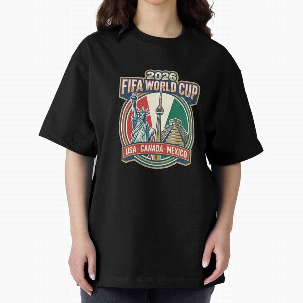 North America United Soccer 2026 Vintage Crest Oversized T-Shirt Represent Football Lovers during FIFA World Cup 2026 Group Stage Spirit, Connected to England, CR7, Supporter Pride, Iconic Celebrations, Legendary Names and Global Match Day Energy;