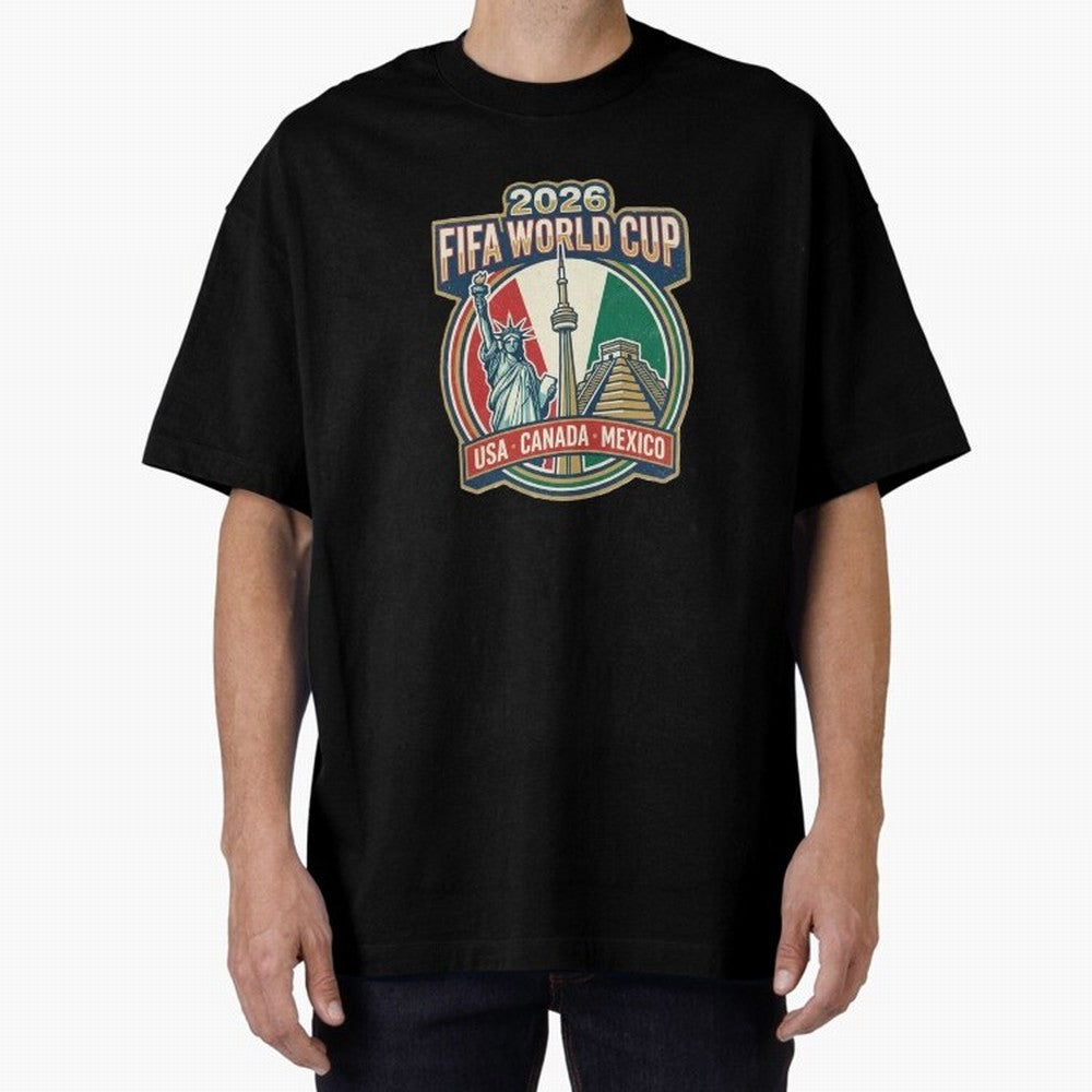 North America United Soccer 2026 Vintage Crest Oversized T-Shirt Represent Football Lovers during FIFA World Cup 2026 Group Stage Spirit, Connected to England, CR7, Supporter Pride, Iconic Celebrations, Legendary Names and Global Match Day Energy;