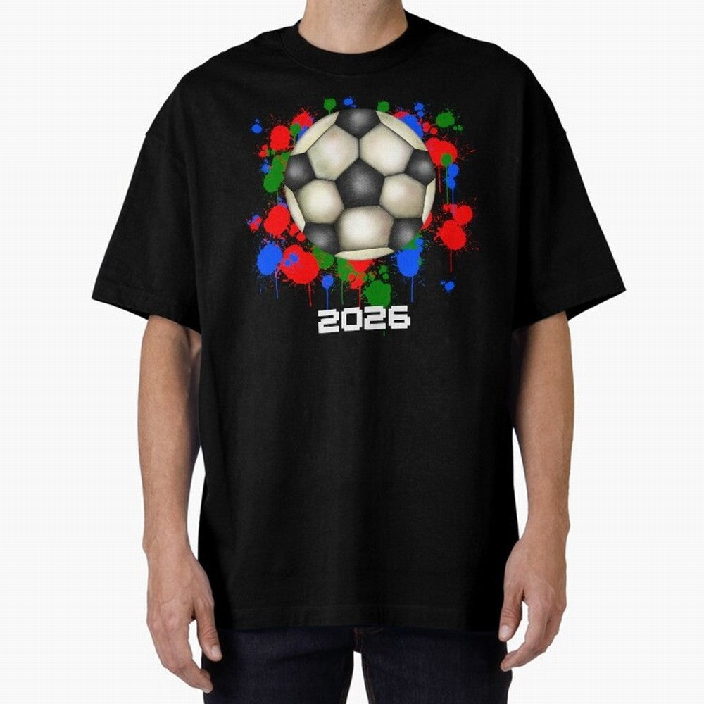Football 2026 Oversized T-Shirt Join the Countdown to FIFA World Cup 2026 Group Stage Featuring Messi, Argentina and Brazil Energy, Supporter Pride, Iconic Celebrations, Legendary Names and Global Match Day Energy; Perfect for Fans, Collectors,