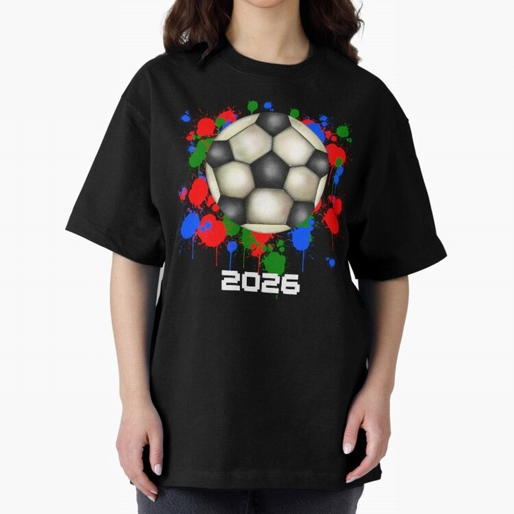 Football 2026 Oversized T-Shirt Join the Countdown to FIFA World Cup 2026 Group Stage Featuring Messi, Argentina and Brazil Energy, Supporter Pride, Iconic Celebrations, Legendary Names and Global Match Day Energy; Perfect for Fans, Collectors,