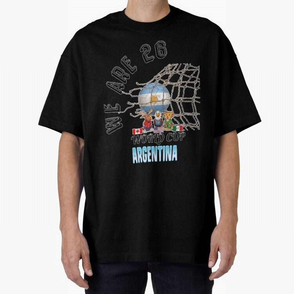 World Cup 26 - Argentina Oversized T-Shirt Celebrate the Biggest Stage of the FIFA World Cup 2026 Group Stage Journey through Messi and Cristiano Ronaldo Highlights, Spain Pride, Champion Mindset, Group Stage Buzz, Knockout Tension and Passionate
