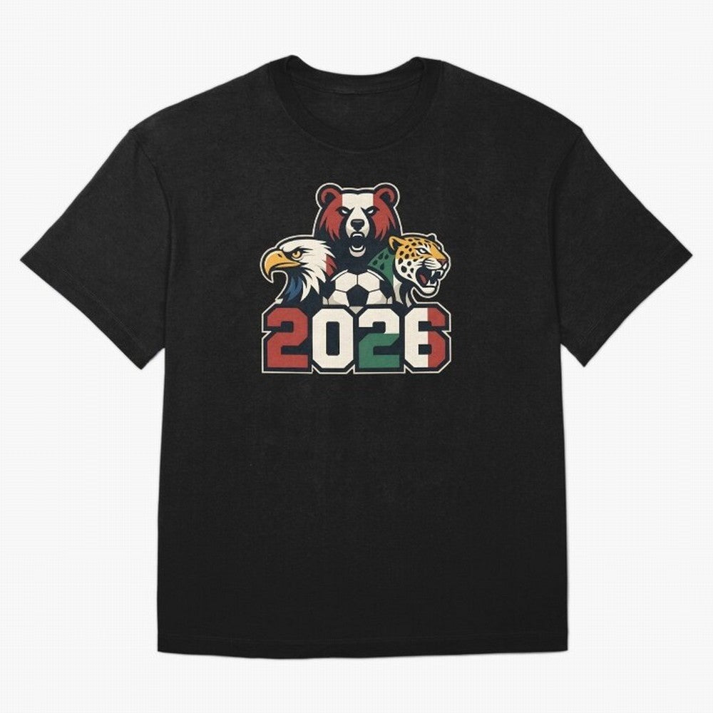 World Cup 2026 USA Canada Mexico Host Mascots Oversized T-Shirt Celebrate Every Goal in FIFA World Cup 2026 for Fans of CR7 and England, Bringing Stadium Chants, National Pride, Trophy Dreams and Unforgettable Football Memories; Great for Watch