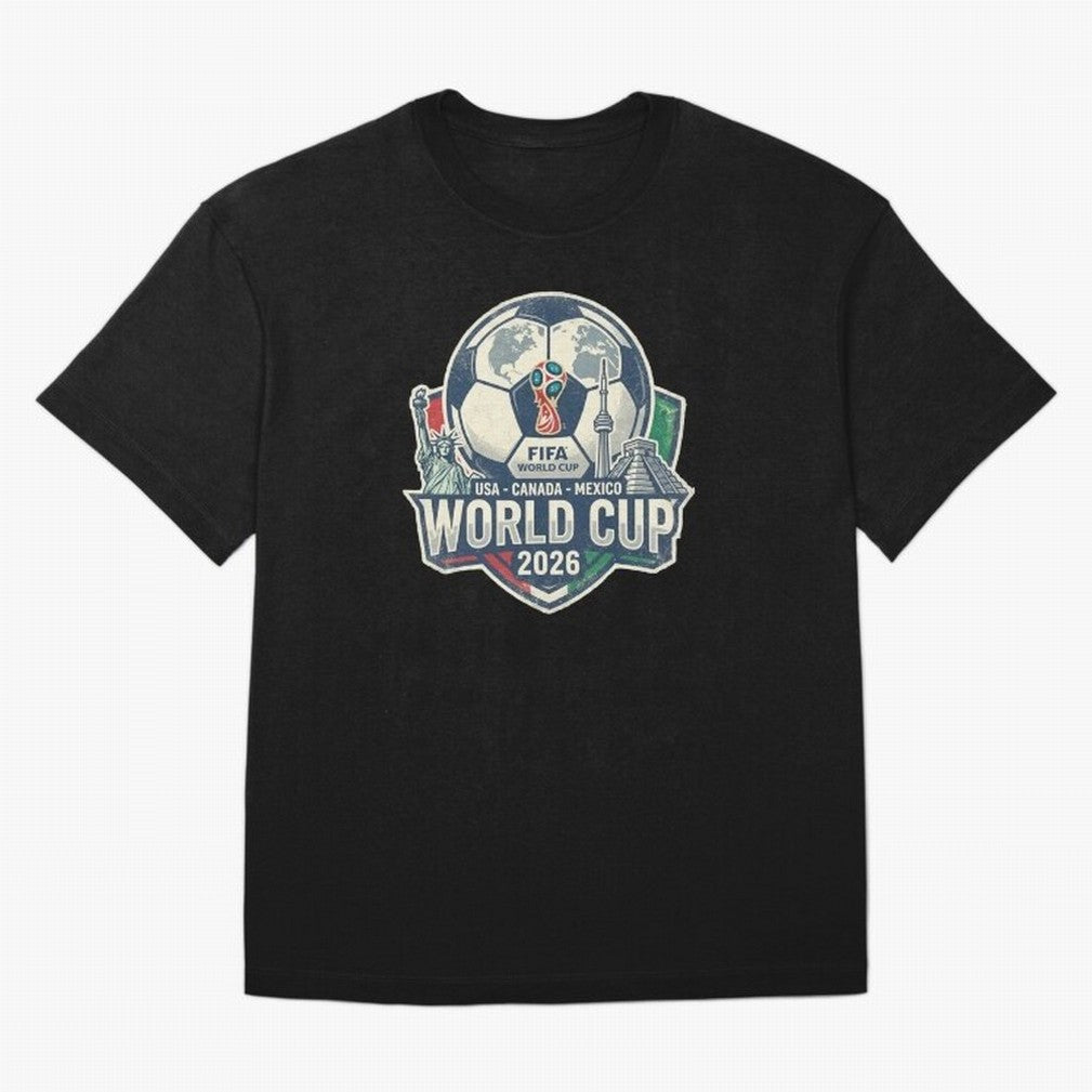 North America United Soccer 2026 Vintage Crest Oversized T-Shirt Feel the Heartbeat of FIFA World Cup 2026 Group Stage Spirit, Highlighting Argentina and Brazil, CR7, Sports Nostalgia, International Competition, Famous Players and Unforgettable