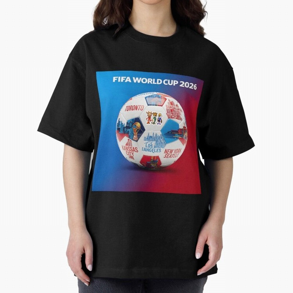 North America Football 2026 Oversized T-Shirt Remember the FIFA World Cup 2026 Journey through CR7 and Messi Highlights, France and Portugal Pride, Championship Spirit, Famous Goals, Roaring Crowds and International Football Unity; Perfect for