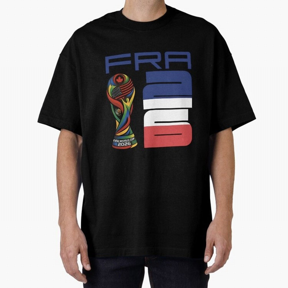 France World Cup 2026 Soccer - FRA 26 Blue White Red Oversized T-Shirt Bring Global Tournament Vibes to Match Day Hype around FIFA World Cup 2026, Messi and Cristiano Ronaldo, France and Portugal, Match Day Excitement, Supporter Culture, Golden