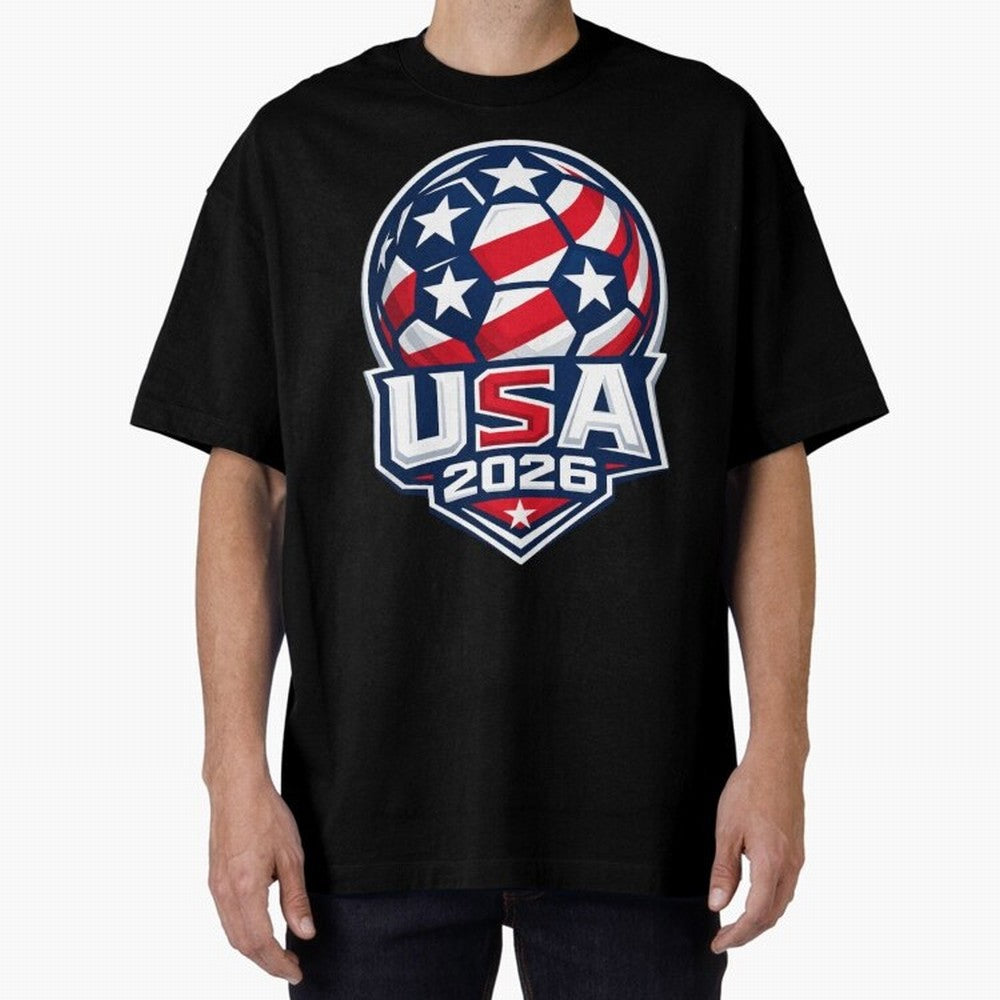 USA 2026 World Cup T-Shirt - Star Spangled Soccer Design - American Host Fan Tee Oversized T-Shirt Show Support during Global Football Passion for FIFA World Cup 2026, Featuring Messi, CR7 and Mbappe, Argentina and Brazil, Game Day Rituals,