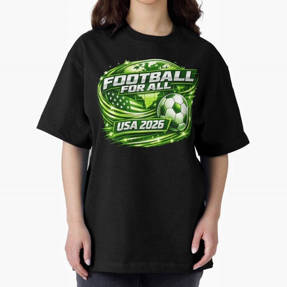 World Cup 2026 Oversized T-Shirt Bring Stadium Energy to the FIFA World Cup 2026 Group Stage Journey through Haaland Highlights, Spain Pride, Game Day Rituals, Football Legends, Country Pride and the Road to the Final; Ideal for Passionate Fans Who