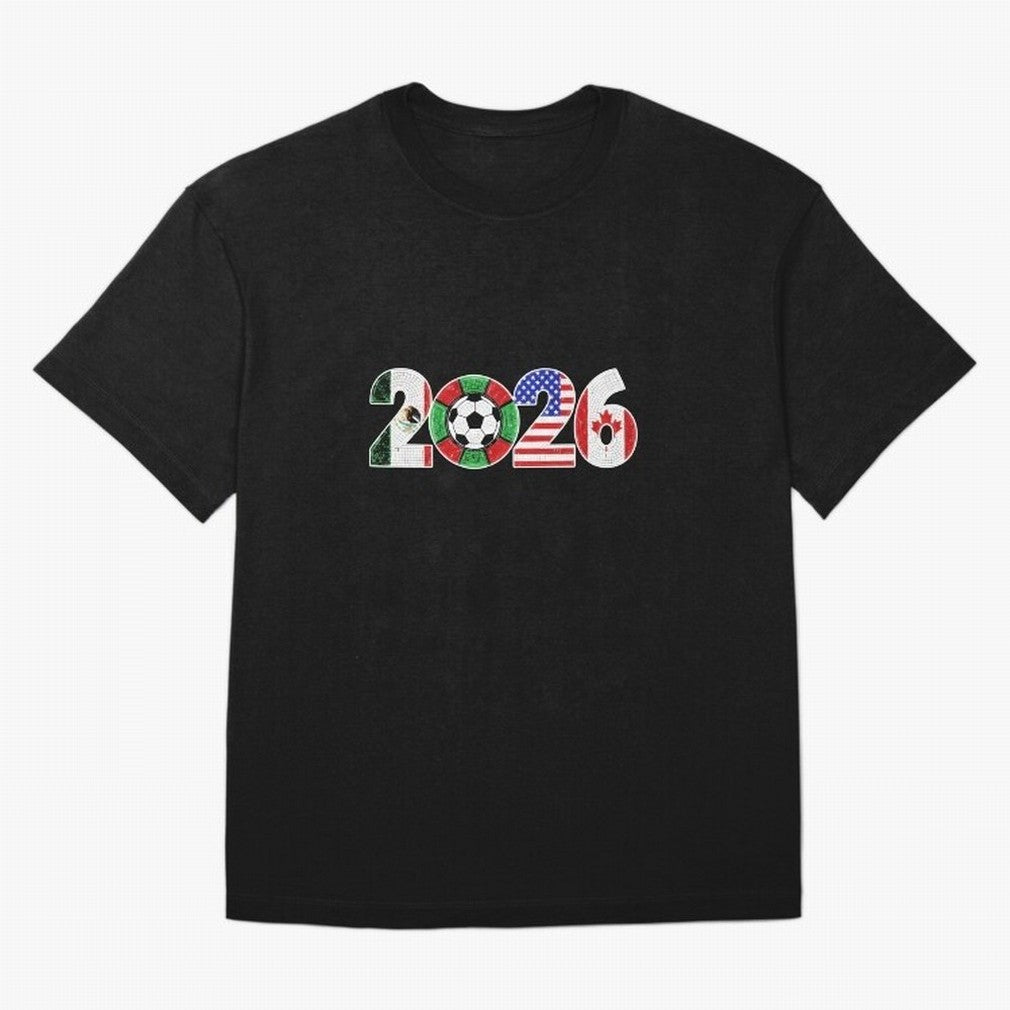 North American Soccer Spirit Team 2026 T-Shirt_82770209 Oversized T-Shirt Cheer through Every Moment of FIFA World Cup 2026 USA Canada Mexico Highlighting Haaland and Mbappe, France and Portugal Energy, Retro Football Energy, Iconic Rivalries,