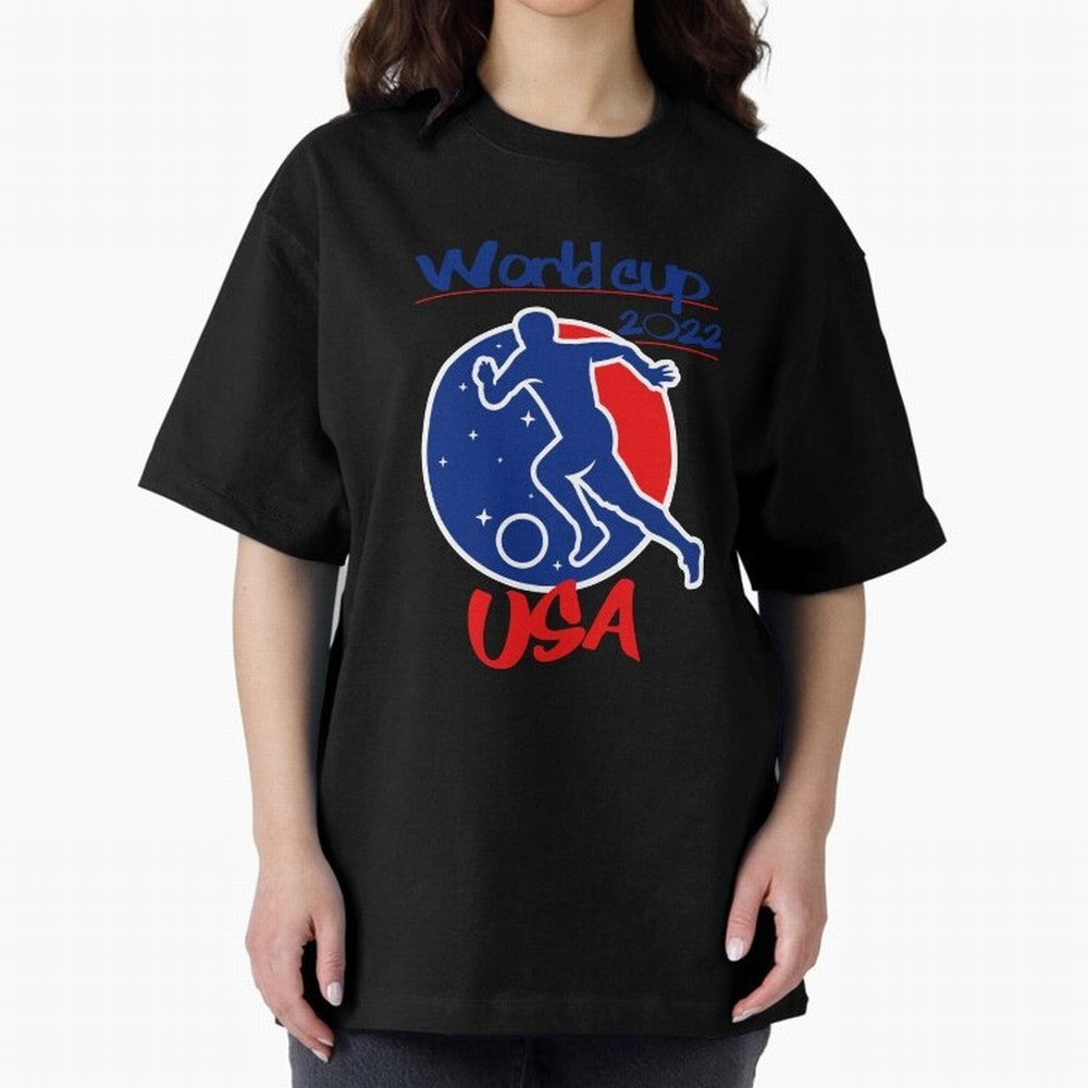 USA World Cup 2022 Oversized T-Shirt Remember Match Day Hype around FIFA World Cup 2026 Group Stage, Mbappe, Brazil, Vintage Soccer Flavor, Modern Football Stars, National Flags and Final Night Emotion; Ideal for Football Dads, Football Moms,