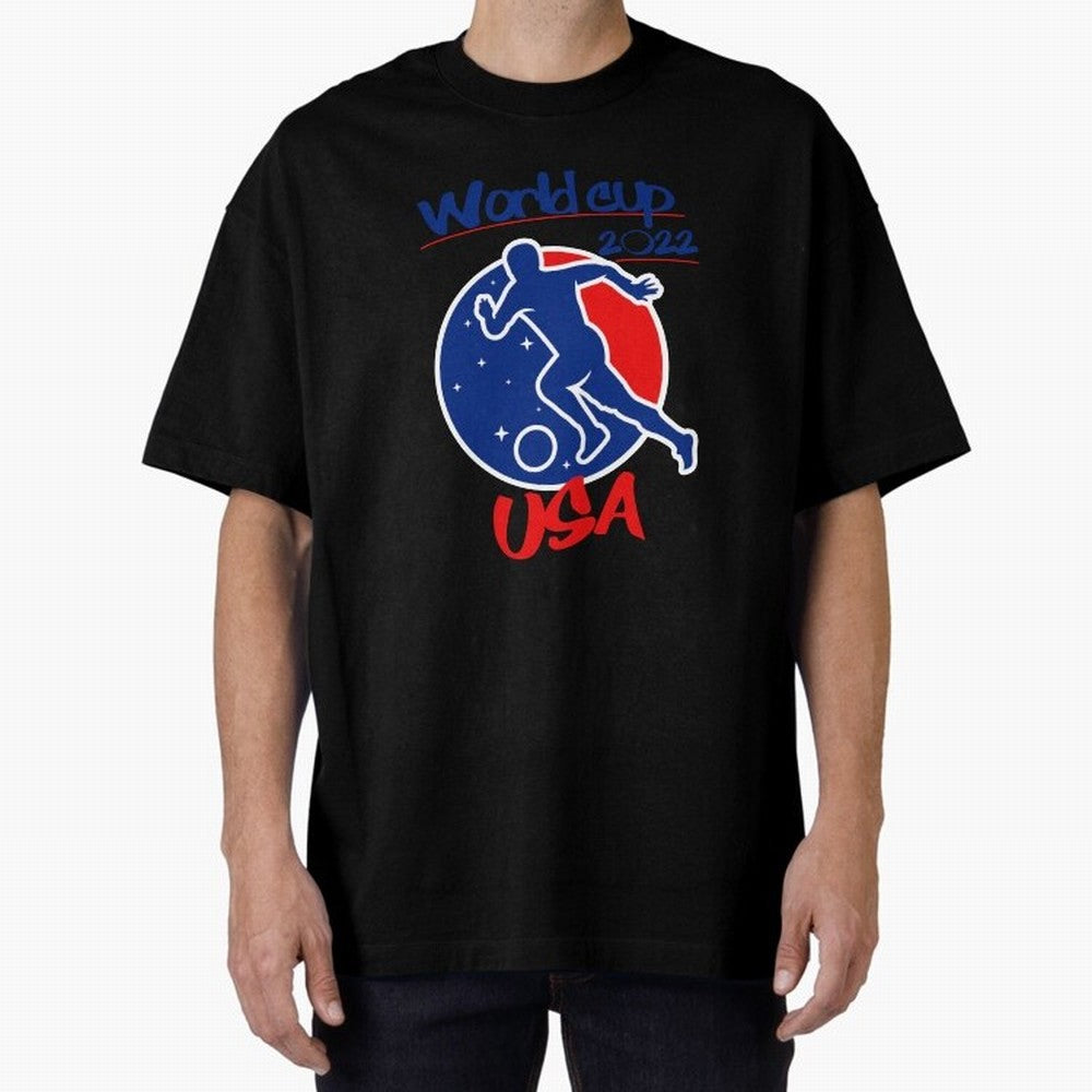 USA World Cup 2022 Oversized T-Shirt Remember Match Day Hype around FIFA World Cup 2026 Group Stage, Mbappe, Brazil, Vintage Soccer Flavor, Modern Football Stars, National Flags and Final Night Emotion; Ideal for Football Dads, Football Moms,
