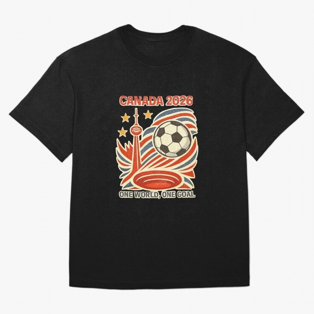 Canada 2026 ¨C One World One Goal Oversized T-Shirt Show Fan Pride Across FIFA World Cup 2026 USA Canada Mexico Filled with Haaland and Mbappe, Spain Energy, Classic Soccer Heritage, Championship Pressure, Fan Loyalty and International Pride;