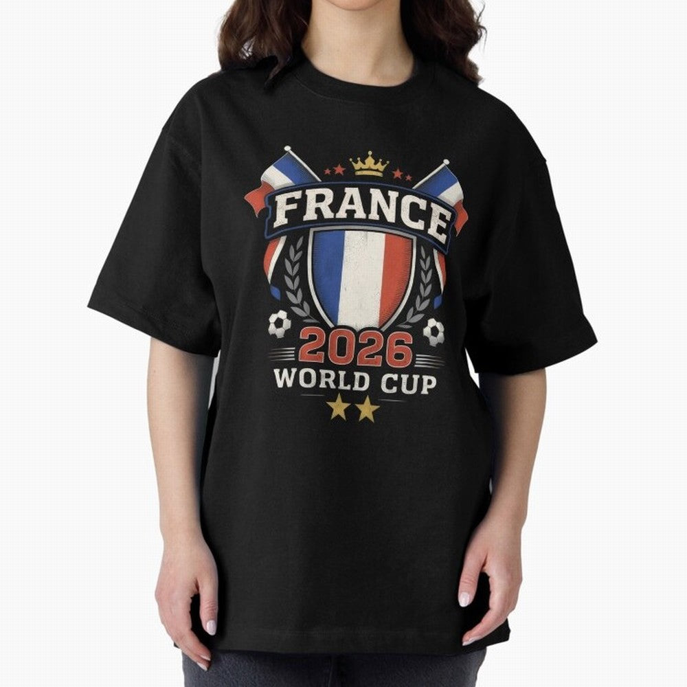 France World Cup 2026 Football Heritage - Les Bleus Crest Oversized T-Shirt Back Your Heroes with FIFA World Cup 2026 Inspired by Neymar, France and Portugal Energy, Retro Football Energy, Iconic Rivalries, Trophy Chase Drama and Stadium