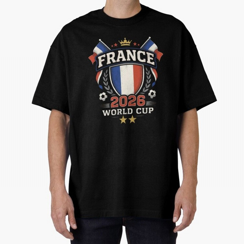 France World Cup 2026 Football Heritage - Les Bleus Crest Oversized T-Shirt Back Your Heroes with FIFA World Cup 2026 Inspired by Neymar, France and Portugal Energy, Retro Football Energy, Iconic Rivalries, Trophy Chase Drama and Stadium