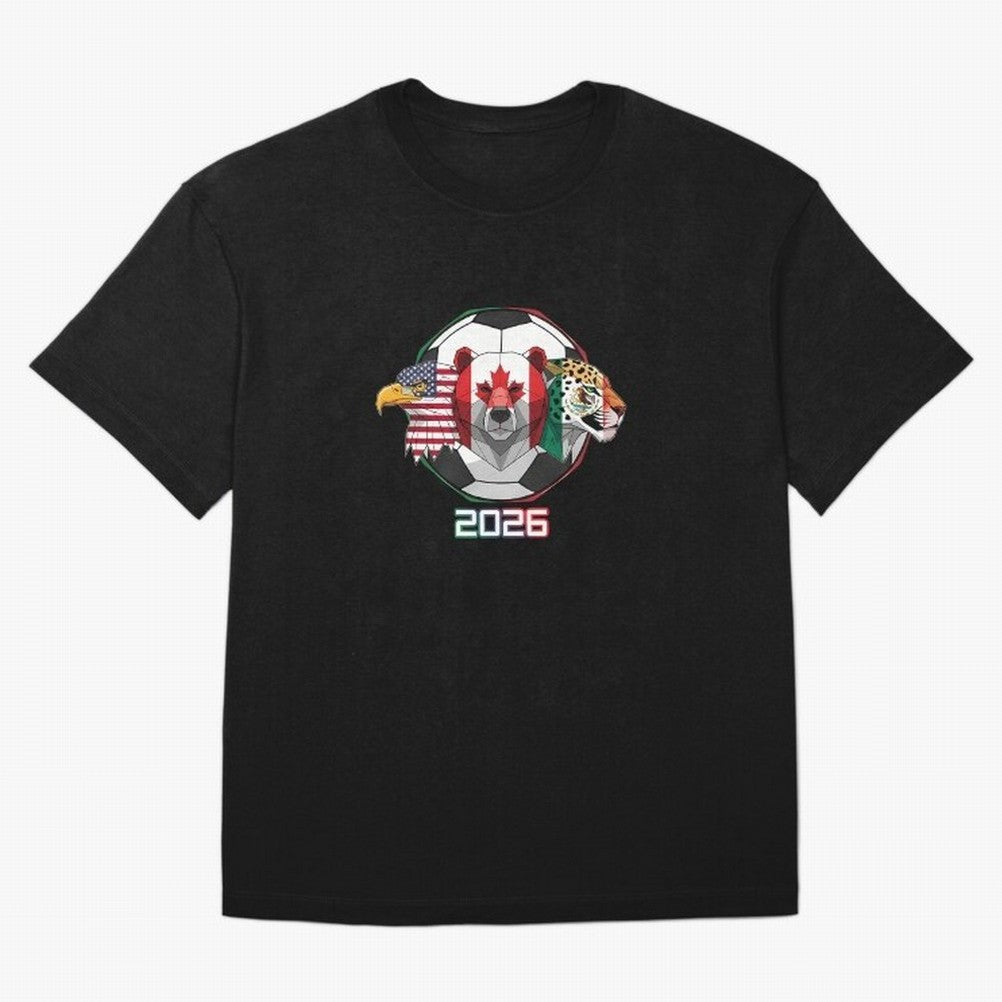 North American Soccer Animals 2026 Oversized T-Shirt Honor the Beautiful Game during Global Football Passion for FIFA World Cup 2026 USA Canada Mexico, Driven by CR7 and Messi, Spain, Soccer Culture, Superstar Moments, National Team Dreams and